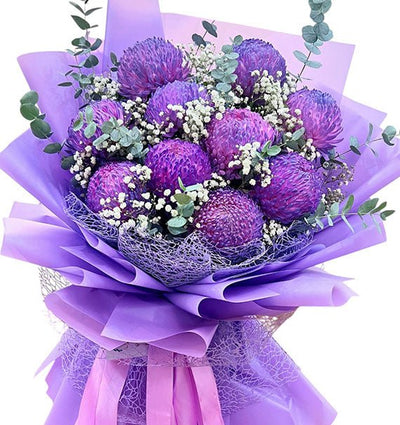 10 Purple Peony Chrys Bouquet