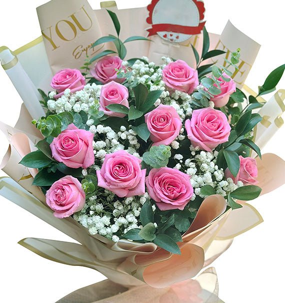 12 Pink Roses Bouquet For Women’s Day – Saigon Flowers