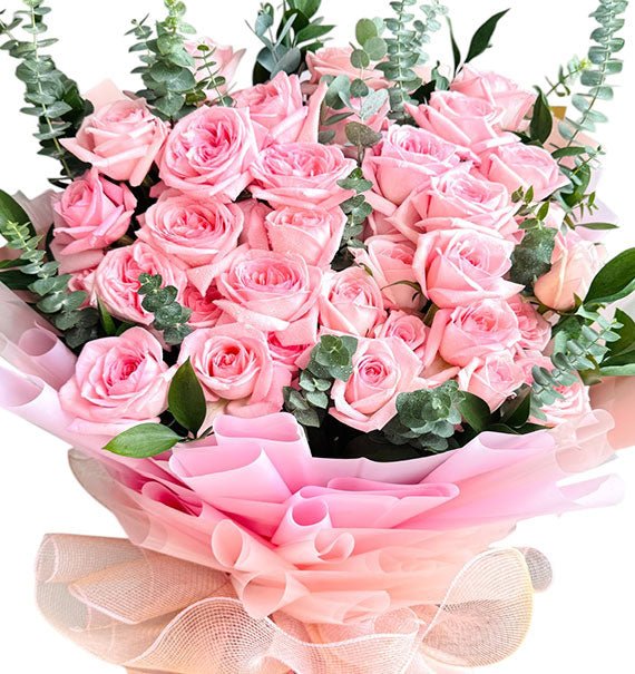 36 Pink Ohara Roses Bouquet For Womens Day Vietnam