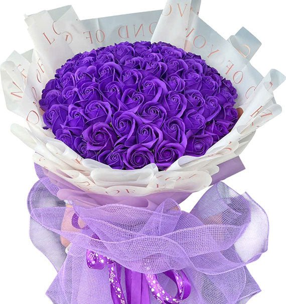 36 Purple Waxed Roses Bouquet – Saigon Flowers