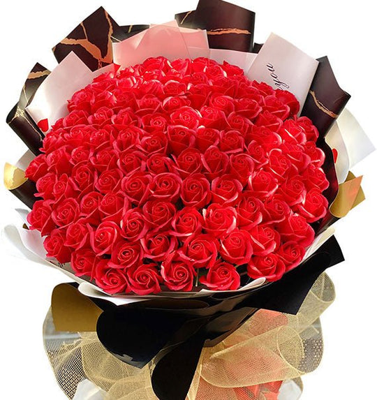 48 Red Waxed Roses Bouquet – Saigon Flowers