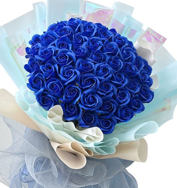 Blue Waxed Roses Bouquet For Women’s Day
