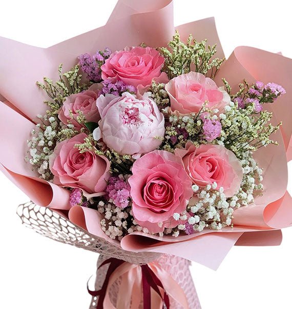 Bouquet of Light Pink Peony With Rose Vietnam