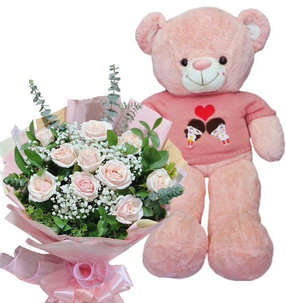 Flowers and Teddy Bear Gifts Vietnamese Womens Day