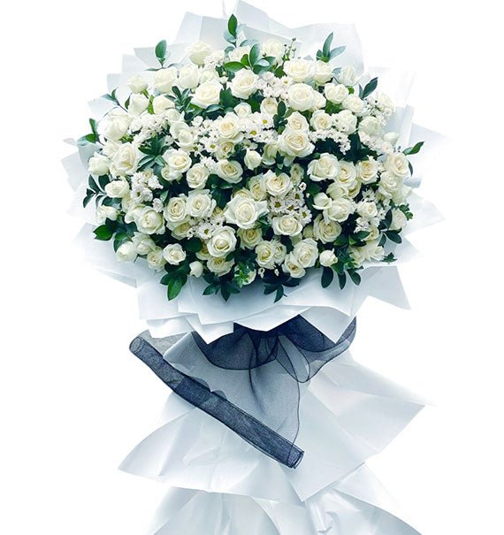 Gentle Touch In White Sympathy Flower Stand Vietnam