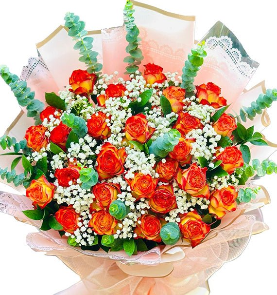 Orange Rose Bouquet For Vietnamese Womens Day