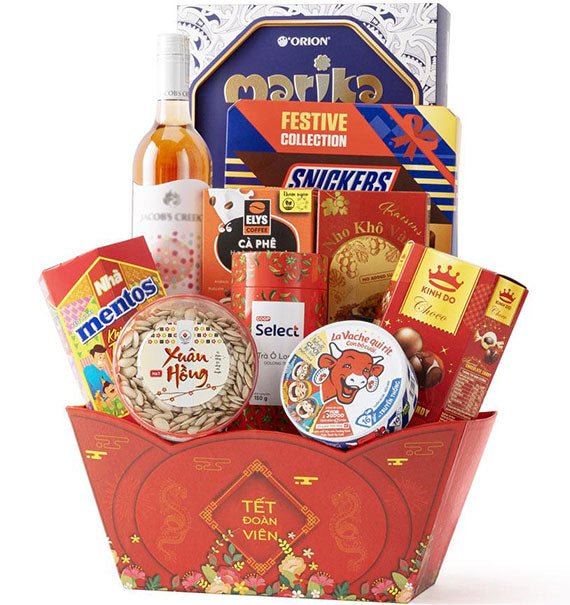Red Bloom Gift Basket Tet Hamper