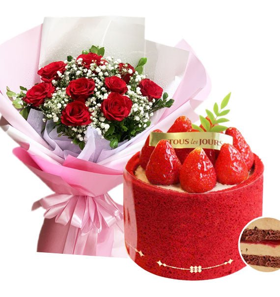 Vietnamese Womens Day Combo Flowers and Cake