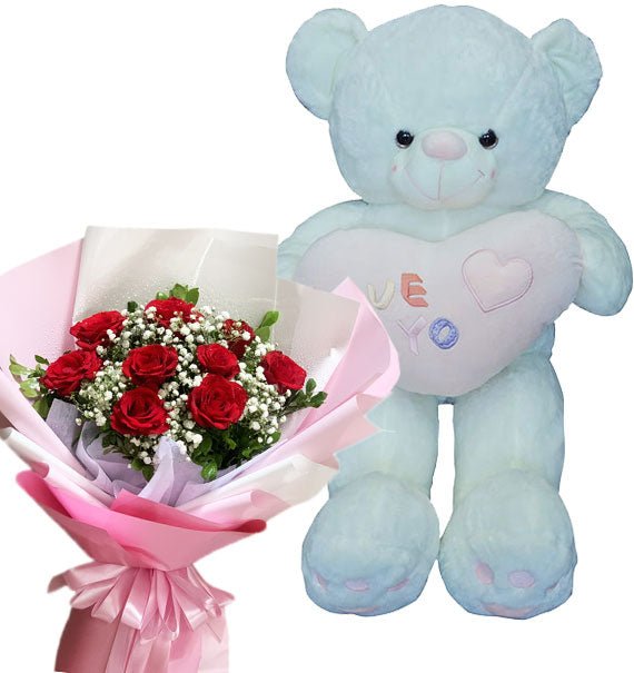 Vietnamese Womens Day Combo Flowers and Teddy Bear