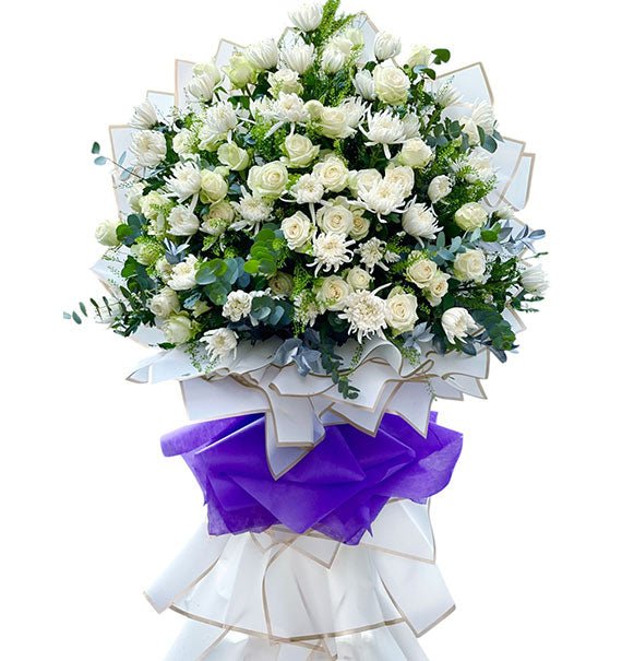 White Rose Sympathy Flower Stand Vietnam