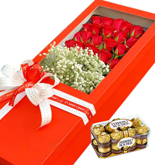 Christmas Flower & Chocolate #3, Box Roses Vietnam