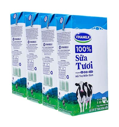 4 packs vinamilk fresh milk non sweetened