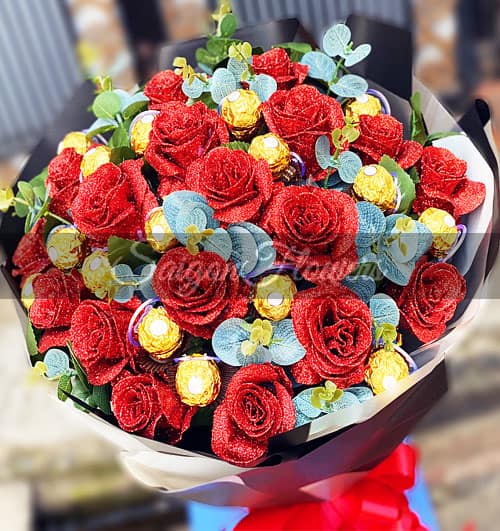 Special Artificial Roses And Chocolate