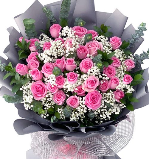 36 pink roses valentines day vietnam 01