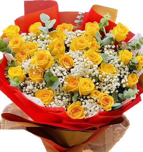 24 yellow roses womens day