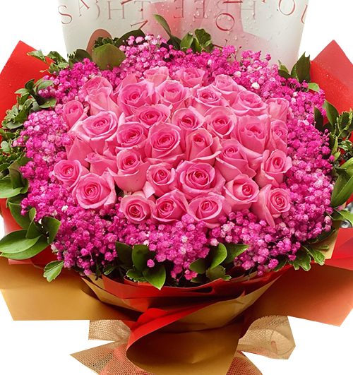36 pink roses womens day