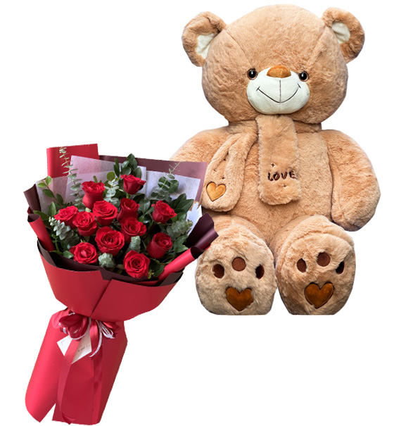 teddy bear and flowers 03