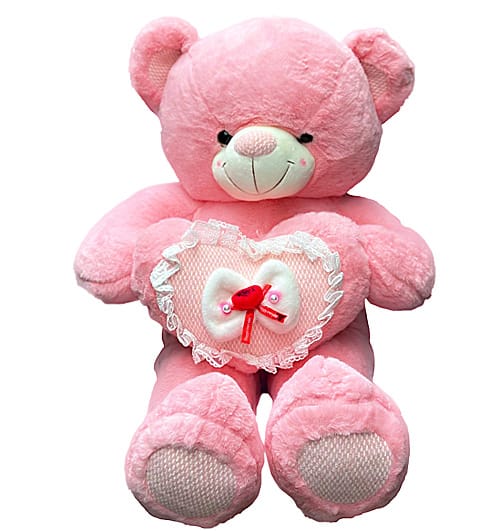 Pink bear hugs heart 65cm