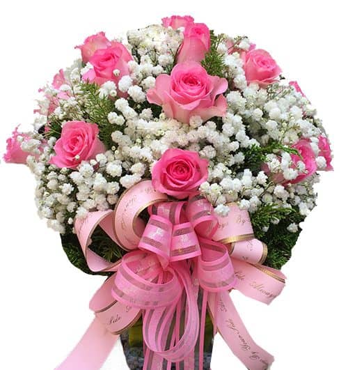 20 pink rose in vase 500x531