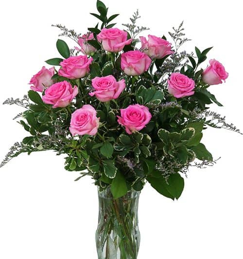 24 pink rose in vase 500x531