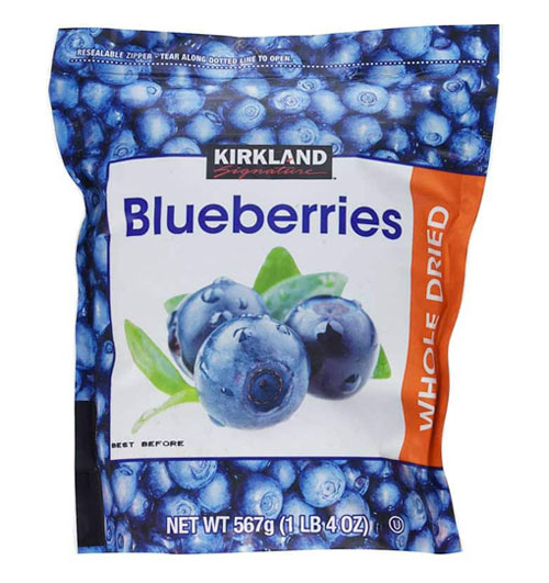 kirkland signature organic dried blueberries bag