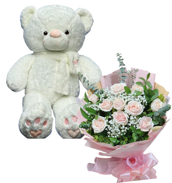 teddy bear and flowers 04