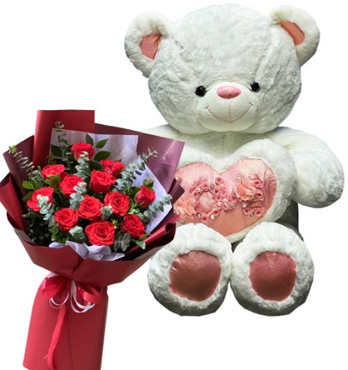 teddy bear and flowers 05