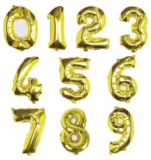 gold number balloons gift