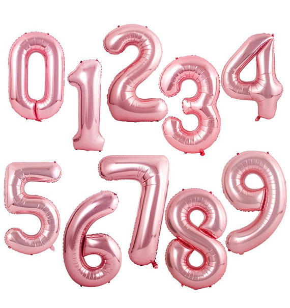 pink gold number balloon