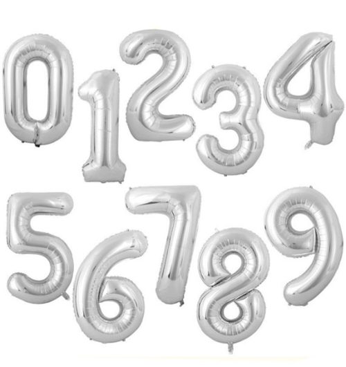 silver number balloon