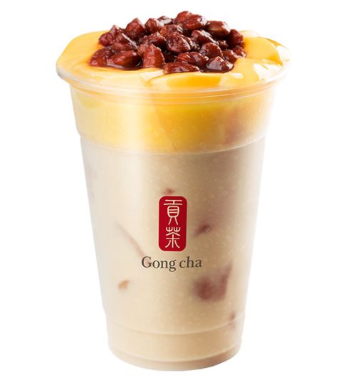 milk tea with pudding red bean