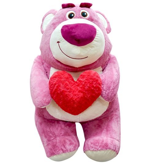 pink lotso teddy bear hugging heart